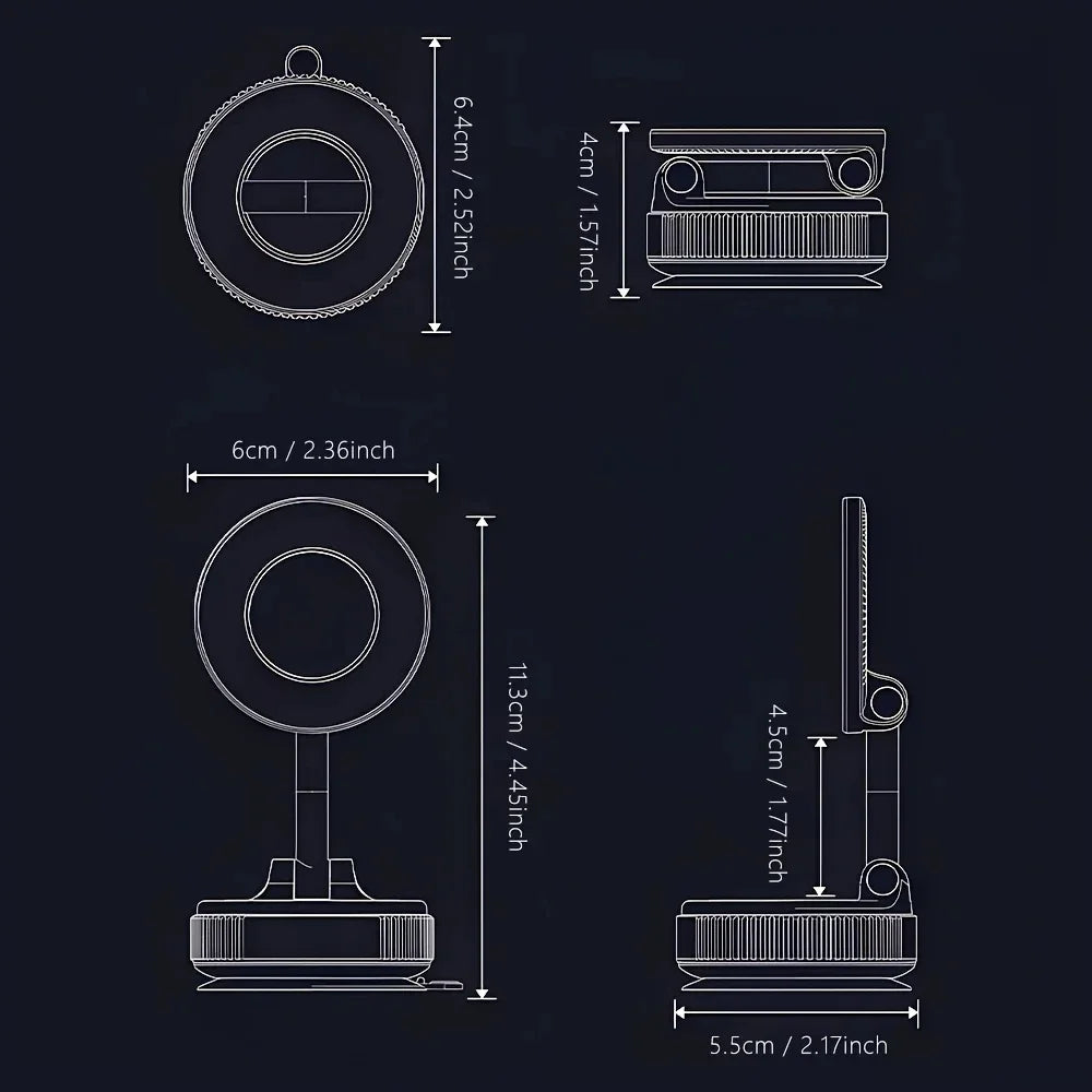 Magnetic Car Phone Holder with LED - 360° Rotatable